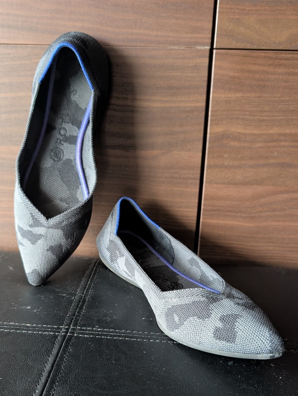 Rothys Original The Point In Grey Camo Size 9.5 Runs Small Washable Flats
